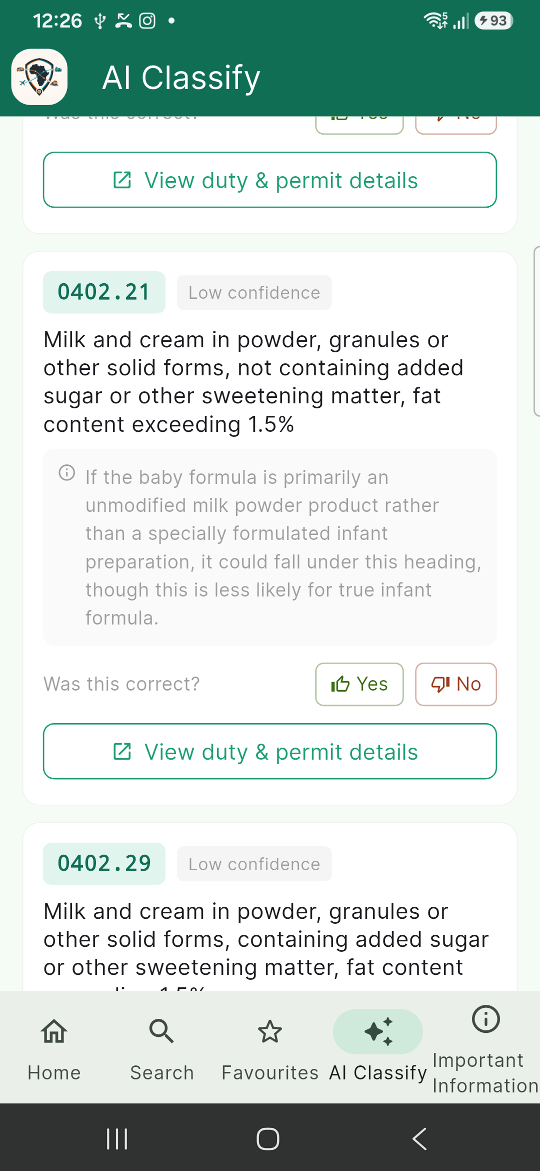 AI classification result with confidence and reasoning